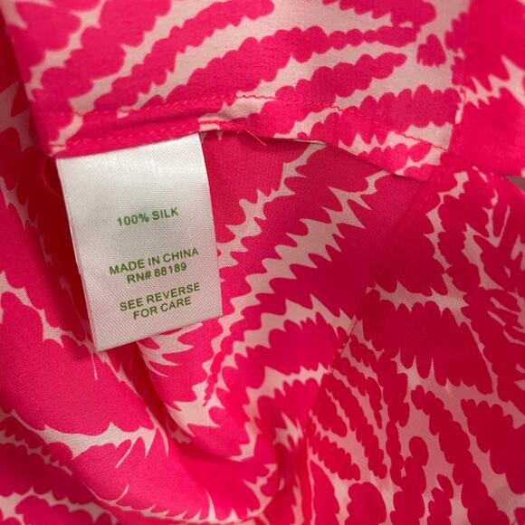 Lilly Pulitzer 100% Silk Moxy Show Your Stripes Pink Blouse Womens XS AS IS - Picture 6 of 6